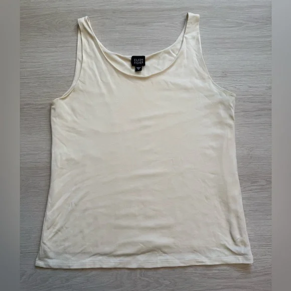 Eileen Fisher Stretch 100% Silk Tank in Ivory - Picture 3 of 9